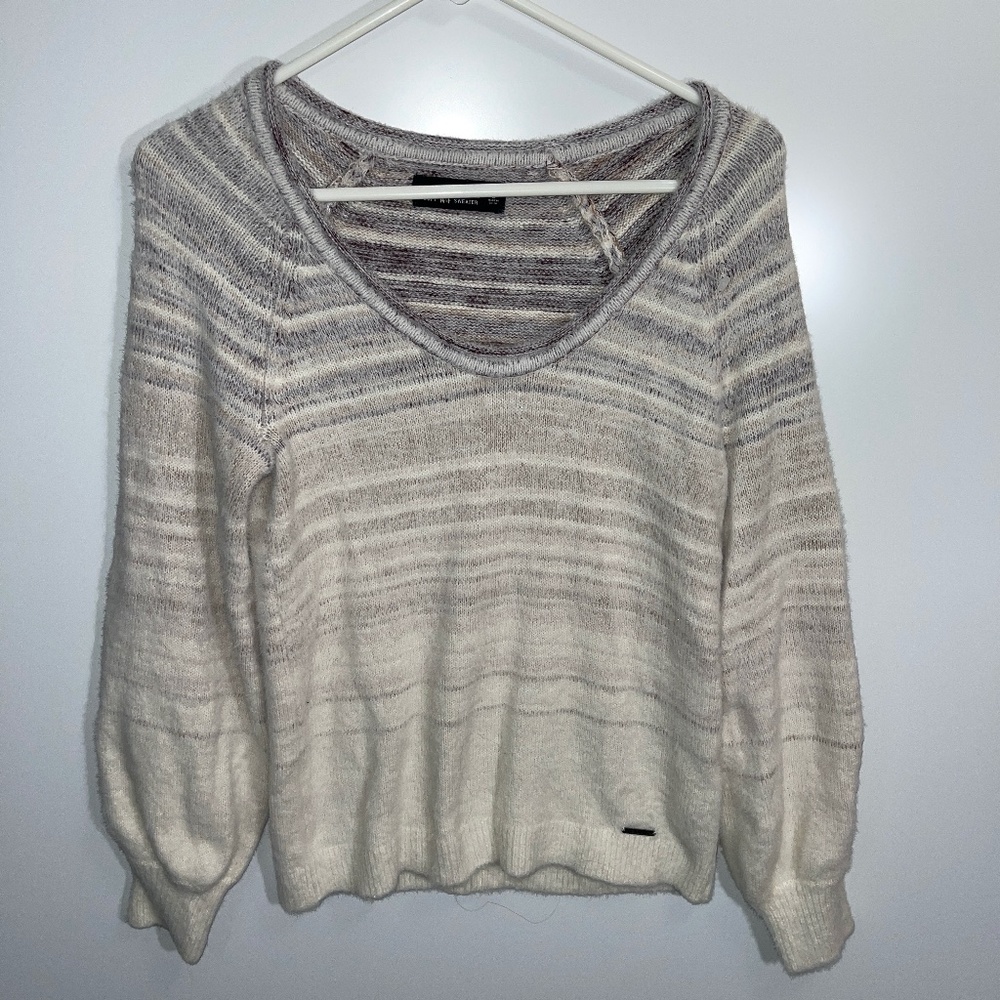 Abercrombie &‎ Fitch Fuzzy Balloon Sleeve Scoop Neck Sweater Size S